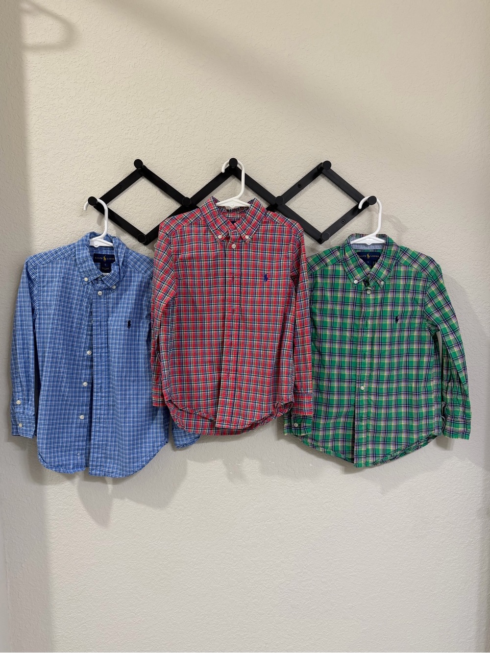 Ralph Lauren Red, Blue & Green Plaid Button-Down Shirts Set of 3, Size 5, L/S